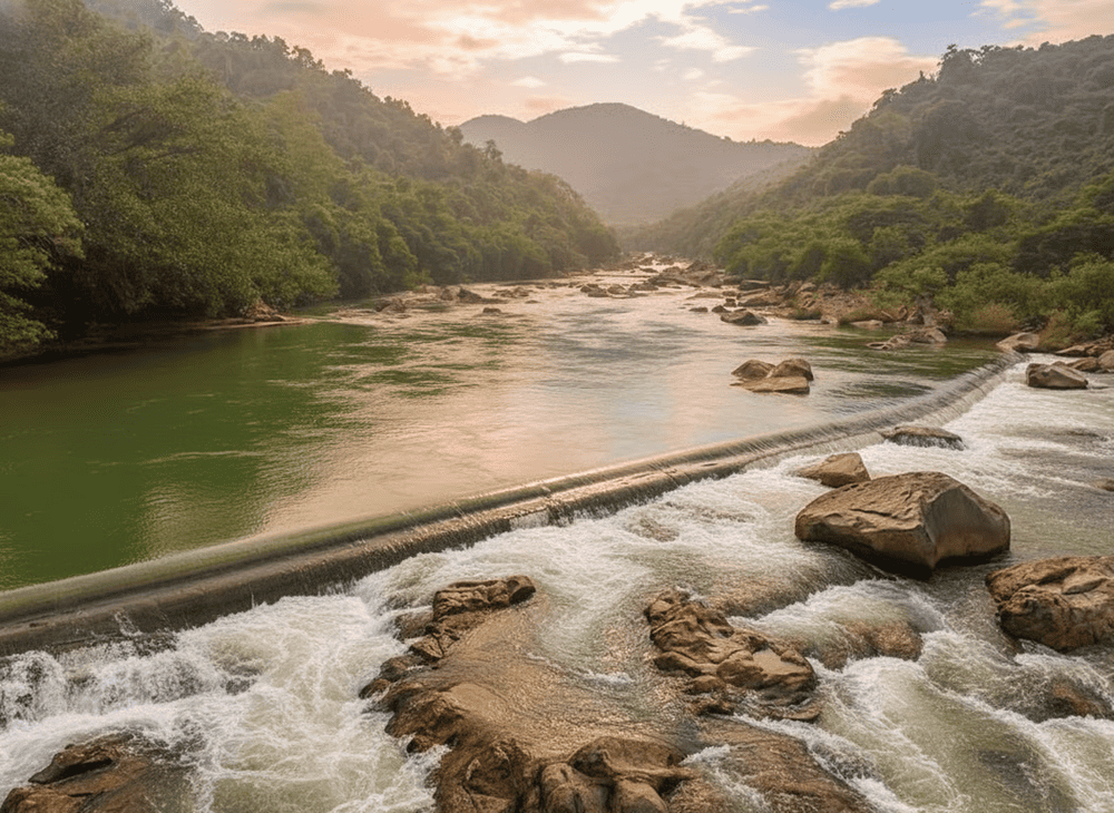 Khung cảnh thiên nhiên hữu tình tại đập Hầm Hô
